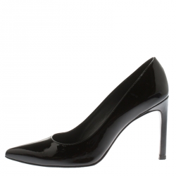 Stuart Weitzman Black Patent Leather Heist Pointed Toe Pumps Size 38