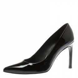 Stuart Weitzman Black Patent Leather Heist Pointed Toe Pumps Size 38
