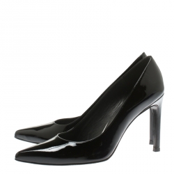 Stuart Weitzman Black Patent Leather Heist Pointed Toe Pumps Size 38