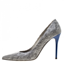 Stuart Weitzman Monochrome Abstract Print Leather Pointed Toe Pumps Size 40