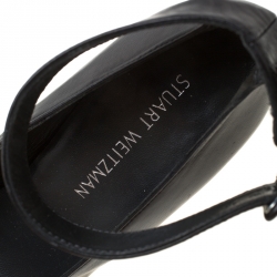 Stuart Weitzman Black Leather Ankle Strap Block Heel Pumps Size 42.5