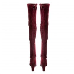 Pre Owned Stuart Weitzman Maroon Suede Highland Thigh High Boots Size 39.5