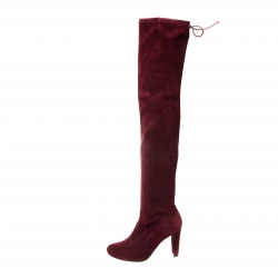 Pre Owned Stuart Weitzman Maroon Suede Highland Thigh High Boots Size 39.5