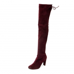 Pre Owned Stuart Weitzman Maroon Suede Highland Thigh High Boots Size 39.5