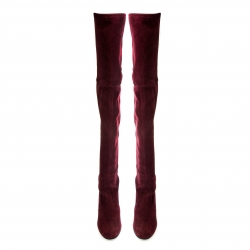 Pre Owned Stuart Weitzman Maroon Suede Highland Thigh High Boots Size 39.5
