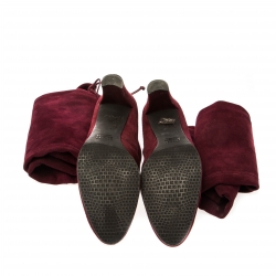 Pre Owned Stuart Weitzman Maroon Suede Highland Thigh High Boots Size 39.5