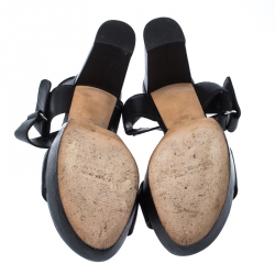Stuart Weitzman Black Leather Causeway City Platform Sandals Size 37.5