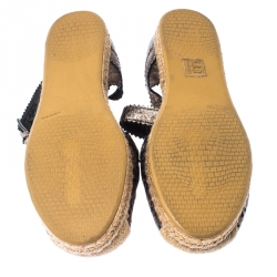 Stuart Weitzman Metallic Lasercut Textured Leather Ozarks Espadrilles Flat Size 37.5