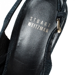 Stuart Weitzman Blue Denim Peep Toe Platform Slingback Sandals Size 40