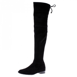 Stuart Weitzman Black Suede Lowland Over The Knee Boots Size 38