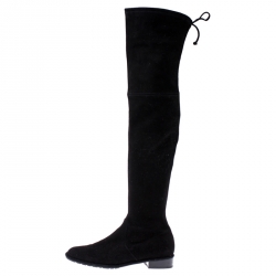 Stuart Weitzman Black Suede Lowland Over The Knee Boots Size 38