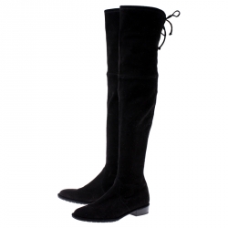 Stuart Weitzman Black Suede Lowland Over The Knee Boots Size 38