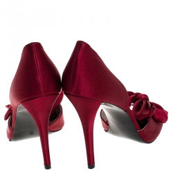 Stuart Weitzman Red Satin Bow D'orsay Pumps Size 41