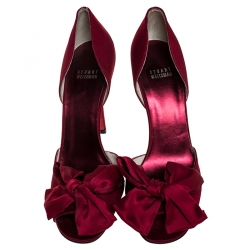Stuart Weitzman Red Satin Bow D'orsay Pumps Size 41
