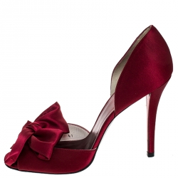 Stuart Weitzman Red Satin Bow D'orsay Pumps Size 41