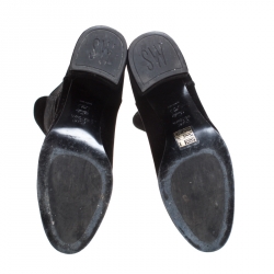 Pre Owned Stuart Weitzman Black Stretch Velvet Over The Knee Block Heel Boots Size 38