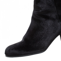 Pre Owned Stuart Weitzman Black Stretch Velvet Over The Knee Block Heel Boots Size 38
