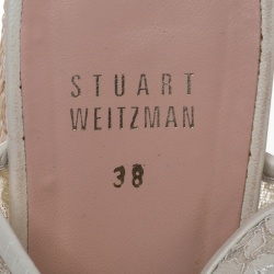 Stuart Weitzman White Lace Guipure Wedge Espadrille Sandals Size 38