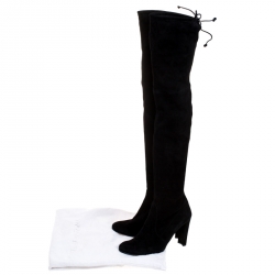 Stuart Weitzman Black Suede Leather Highland Over The Knee Boots Size 39