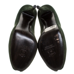 Stuart Weitzman Green Suede Peep Toe Platform Pumps Size 40.5