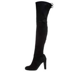 Stuart Weitzman Black Suede Leather Highland Over The Knee Boots Size 37