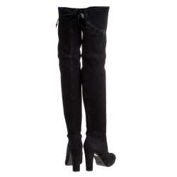 Stuart Weitzman Black Suede Leather Highland Over The Knee Boots Size 37