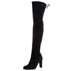 Stuart Weitzman Black Suede Leather Highland Over The Knee Boots Size 37