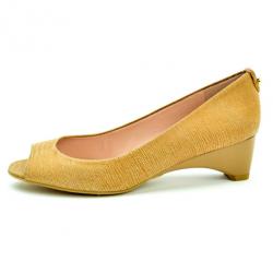 Stuart Weitzman Beige Lizard Embossed Logosavoir Peep Toe Pumps Size 37
