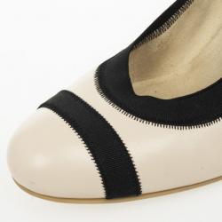 Stuart Weitzman Cream &amp; Black Elastic Trim Easily Pumps Size 39.5