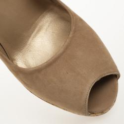 Stuart Weitzman Beige Suede Peep Toe Pumps Size 41.5