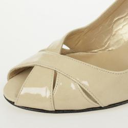 Stuart Weitzman Nude Patent Peekaboo Slingback Sandals Size 36.5