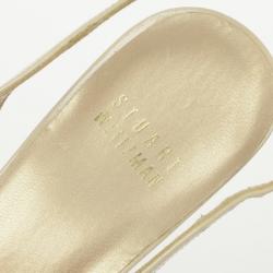 Stuart Weitzman Nude Patent Peekaboo Slingback Sandals Size 36.5