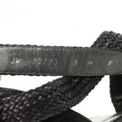 Pre Owned Stuart Weitzman Black Bradford Woven Braided Leather Platform Sandals Size 38.5