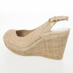 Stuart Weitzman Beige Snake Embossed Capexcise Slingback Wedges Sandals Size 39
