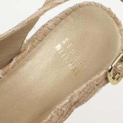 Stuart Weitzman Beige Snake Embossed Capexcise Slingback Wedges Sandals Size 39