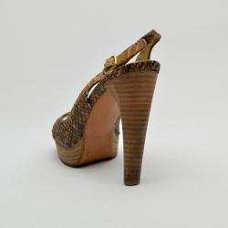 Stuart Weitzman Python Embossed Peep Toe Slingback Sandals Size 39