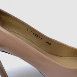Pre Owned Stuart Weitzman Nude Patent Leather 'Platswoon' Platform Pumps Size 39.5