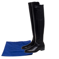 Pre Owned Stuart Weitzman Black Leather Over The Knee Boots Size 36