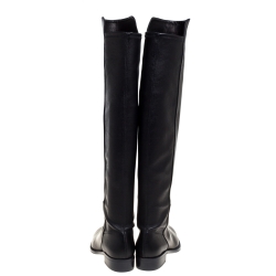 Pre Owned Stuart Weitzman Black Leather Over The Knee Boots Size 36