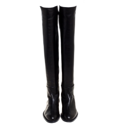 Pre Owned Stuart Weitzman Black Leather Over The Knee Boots Size 36