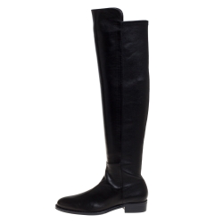 Pre Owned Stuart Weitzman Black Leather Over The Knee Boots Size 36