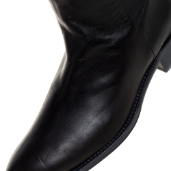 Pre Owned Stuart Weitzman Black Leather Over The Knee Boots Size 36