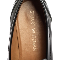 Pre Owned Stuart Weitzman Black Leather The Manila Loafers Size 39.5