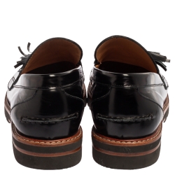 Pre Owned Stuart Weitzman Black Leather The Manila Loafers Size 39.5