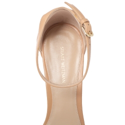 Pre Owned Stuart Weitzman Peachy Orange Leather Open Toe Ankle Strap Sandals Size 39.5