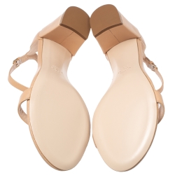 Pre Owned Stuart Weitzman Peachy Orange Leather Open Toe Ankle Strap Sandals Size 39.5