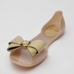 Stuart Weitzman Gemini Glitter Bow Jelly D'orsay Flats Size 38