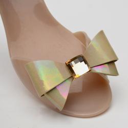 Stuart Weitzman Gemini Glitter Bow Jelly D'orsay Flats Size 38