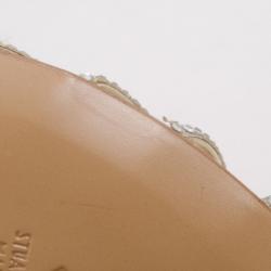 Pre Owned Stuart Weitzman Gold Leather 'Glospray' Slingback Sandals Size 40.5