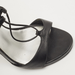 Stuart Weitzman Black Leather Lace Up Sandals Size 37.5